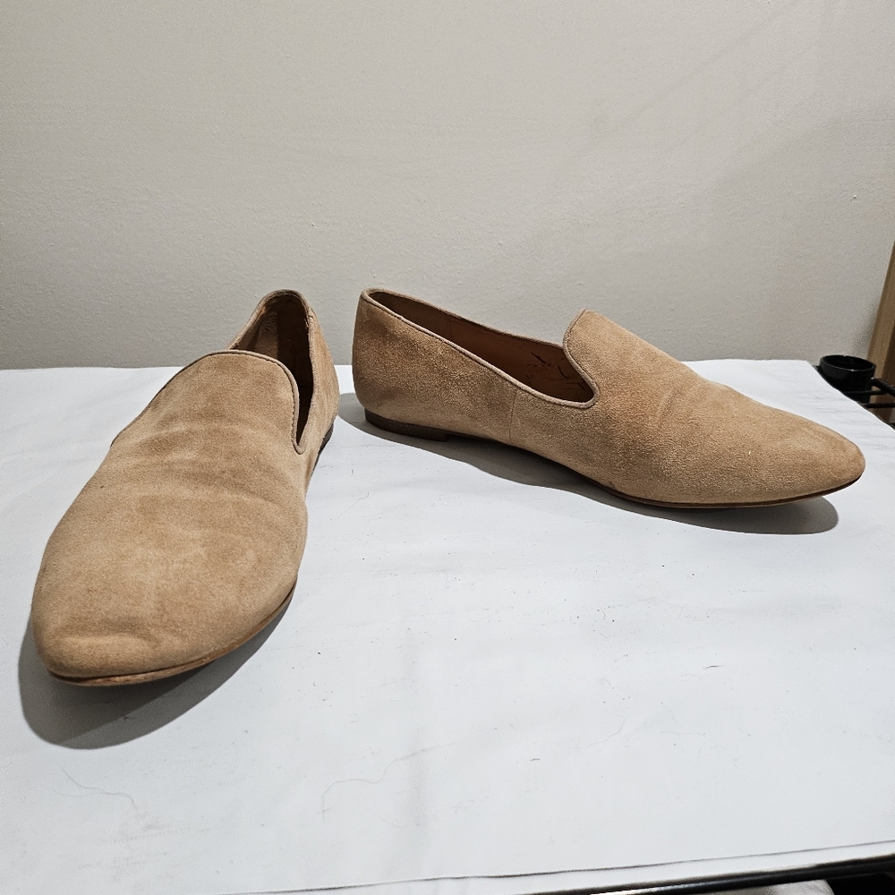 J.Crew Women's Suede Slip-On Tan Loafers in Tan Size 8 Genuine Leather Flats